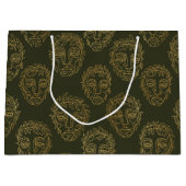 Rustic Botanical Face Line Pattern (2) ラージペーパーバッグ (正面)