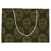 Rustic Botanical Face Line Pattern (2) ラージペーパーバッグ (裏面)