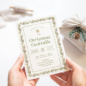 Rustic Botanical Green Christmas Party Invitation 招待状