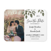 Rustic botanical monogram photo Save the Date マグネット (横)