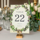 Rustic Botanical Olive Wreath Table Number Card テーブルナンバー