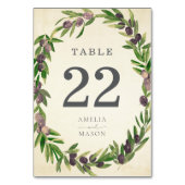 Rustic Botanical Olive Wreath Table Number Card テーブルナンバー (裏面)