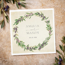 Rustic Botanical Olive Wreath Wedding Napkins スタンダードランチョンナプキン