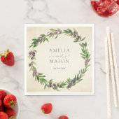 Rustic Botanical Olive Wreath Wedding Napkins スタンダードランチョンナプキン (インサイチュ)