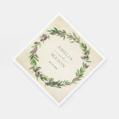 Rustic Botanical Olive Wreath Wedding Napkins スタンダードランチョンナプキン (角)