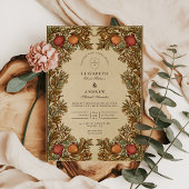 Rustic Botanical Pomegranate Wedding 招待状