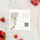 Rustic Botanical QRコード 写真共有 ウェディング スタンダードカクテルナプキン (インサイチュ)