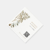 Rustic Botanical QRコード 写真共有 ウェディング スタンダードカクテルナプキン (角)
