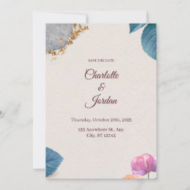 Rustic Botanical Save the Date Card セーブザデート