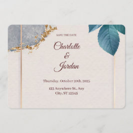 Rustic Botanical Save the Date Card セーブザデート