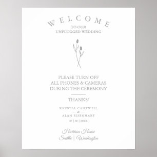 Rustic Botanical Simple Wedding Unplugged Ceremony ポスター