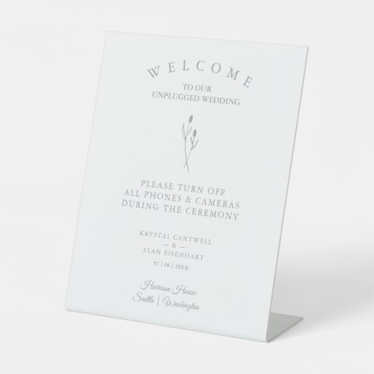 Rustic Botanical Simple Wedding Unplugged Ceremony 台座サイン (正面)