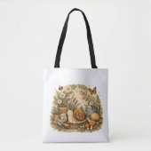 Rustic Botanical Snail Tote Bag for Garden Lovers トートバッグ (正面)