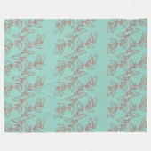 Rustic Botanical Stripes フリースブランケット (正面(横))