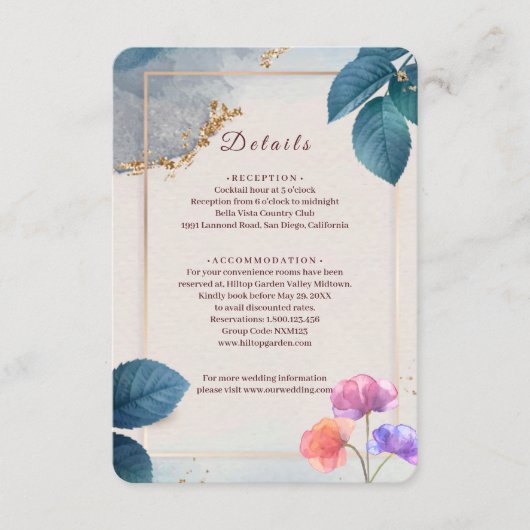 Rustic Botanical Wedding Enclosure Card | Elegant  エンクロージャーカード (正面)