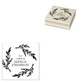Rustic Botanical Wreath Custom Ex Libris Book ラバースタンプ (押印)