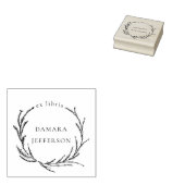 Rustic Botanical Wreath Custom Name Ex Libris Book ラバースタンプ (押印)