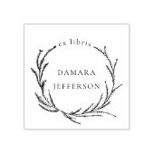 Rustic Botanical Wreath Custom Name Ex Libris Book ラバースタンプ (インプリント)