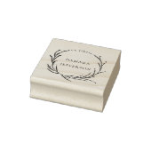 Rustic Botanical Wreath Custom Name Ex Libris Book ラバースタンプ (スタンプ)
