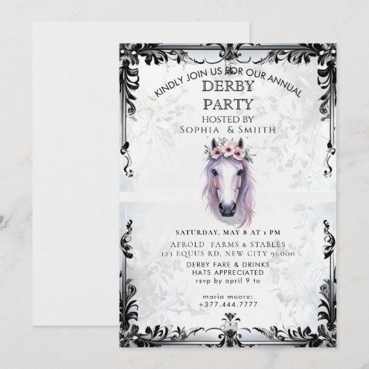 Rustic Bourbon Derby Party Invitation 招待状 (正面/裏面)