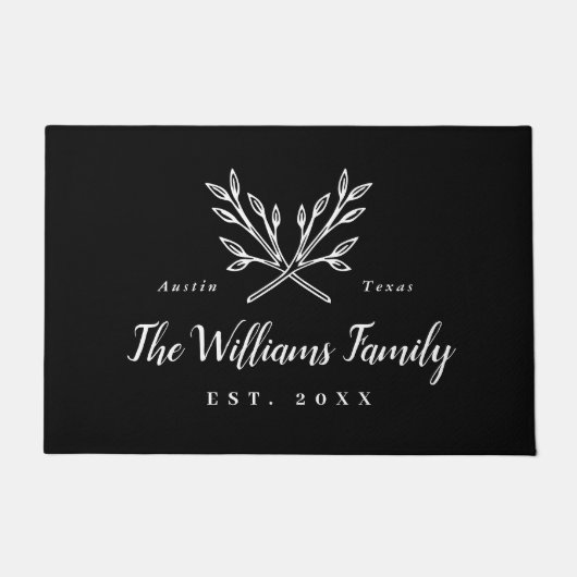 Rustic Branches Family Monogram ドアマット (正面)