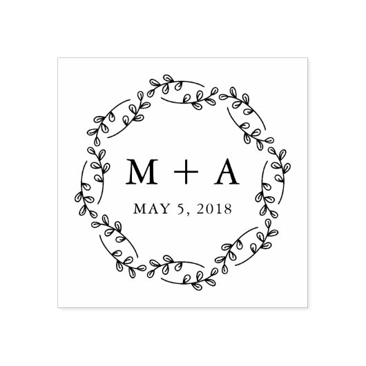 Rustic Branches with Initial for Wedding ラバースタンプ (インプリント)