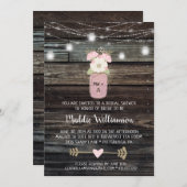 Rustic Bridal Shower Mason Jar Lights Boho Floral  招待状 (正面/裏面)