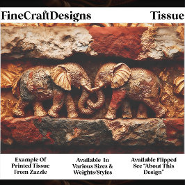 Rustic Bronze & Gold Elephants EK1R Decoupage 薄葉紙