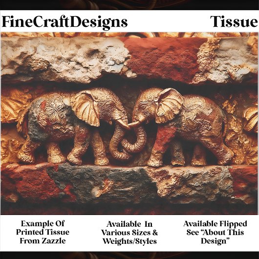 Rustic Bronze & Gold Elephants EK1R Decoupage 薄葉紙