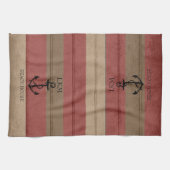 Rustic Brown and Red Wood Nautical - Monogram キッチンタオル (横)