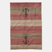 Rustic Brown and Red Wood Nautical - Monogram キッチンタオル (縦)