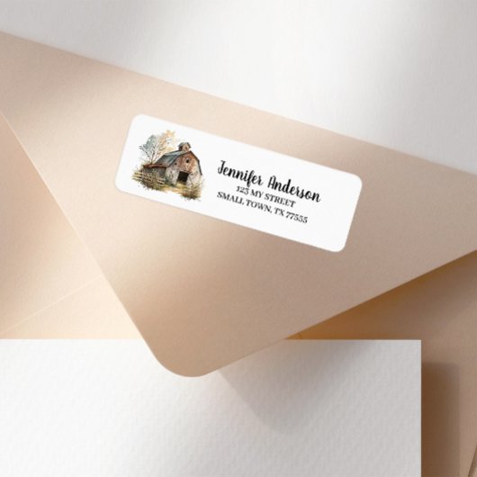 Rustic Brown Barn Farm Address ラベル