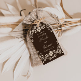 Rustic Brown Beige Floral Wedding  ギフトタグ