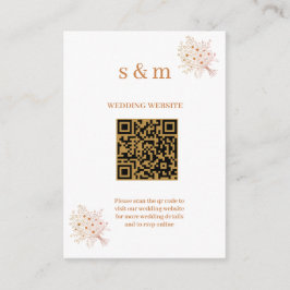 Rustic Brown & Blush Floral Wedding Website Card エンクロージャーカード