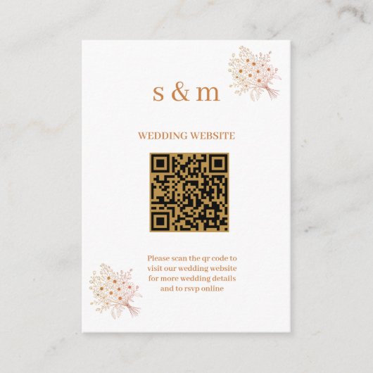 Rustic Brown & Blush Floral Wedding Website Card エンクロージャーカード (正面)