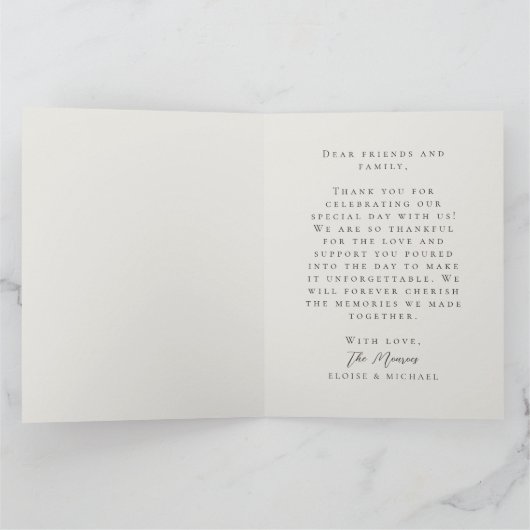 Rustic Brown Botanical Pattern Photo Wedding サンキューカード (内部)