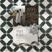 Rustic Brown Botanical Pattern Photo Wedding 案内ポストカード