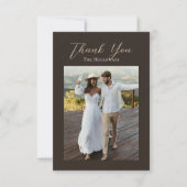 Rustic Brown Botanical Wedding Thank You Card サンキューカード (正面)