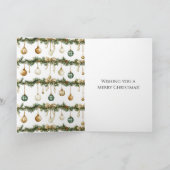 Rustic Brown Bows Cream Green Christmas カード (内部)