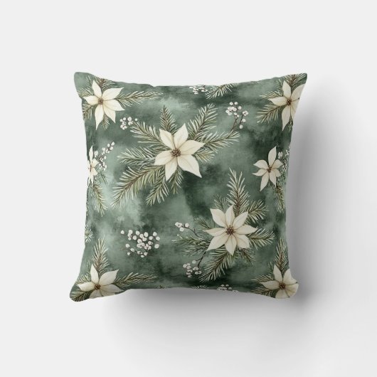 Rustic Brown Bows Cream Green Christmas   クッション (裏面)