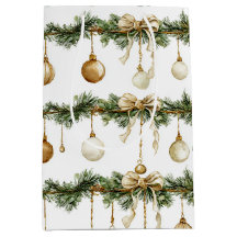 Rustic Brown Bows Cream Green Christmas