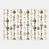 Rustic Brown Bows Cream Green Christmas Trees Deer ラッピングペーパーシート (正面3)