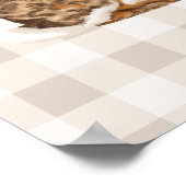 Rustic Brown Bunny And Carrots On Beige Gingham ポスター (角)