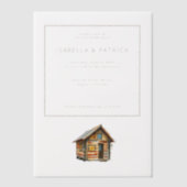 Rustic Brown Cabin Illustration ベラム紙招待状 (正面)