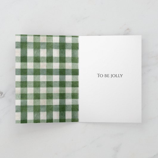 Rustic Brown Cream Green Christmas Santa カード (内部)