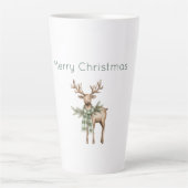 Rustic Brown Cream Green Deer Christmas カフェラテマグ (正面)