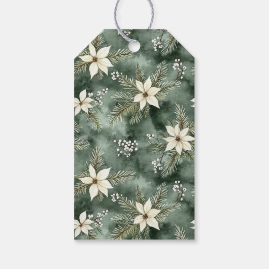 Rustic Brown Cream Green Ornament Christmas ギフトタグ (裏面)