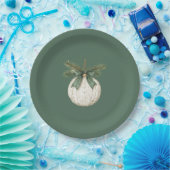 Rustic Brown Cream Green Ornament Christmas ペーパープレート (パーティー)