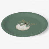 Rustic Brown Cream Green Ornament Christmas ペーパープレート (アングル)