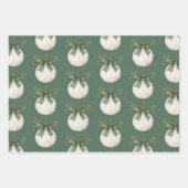 Rustic Brown Cream Green Ornament Christmas   ラッピングペーパーシート (正面3)